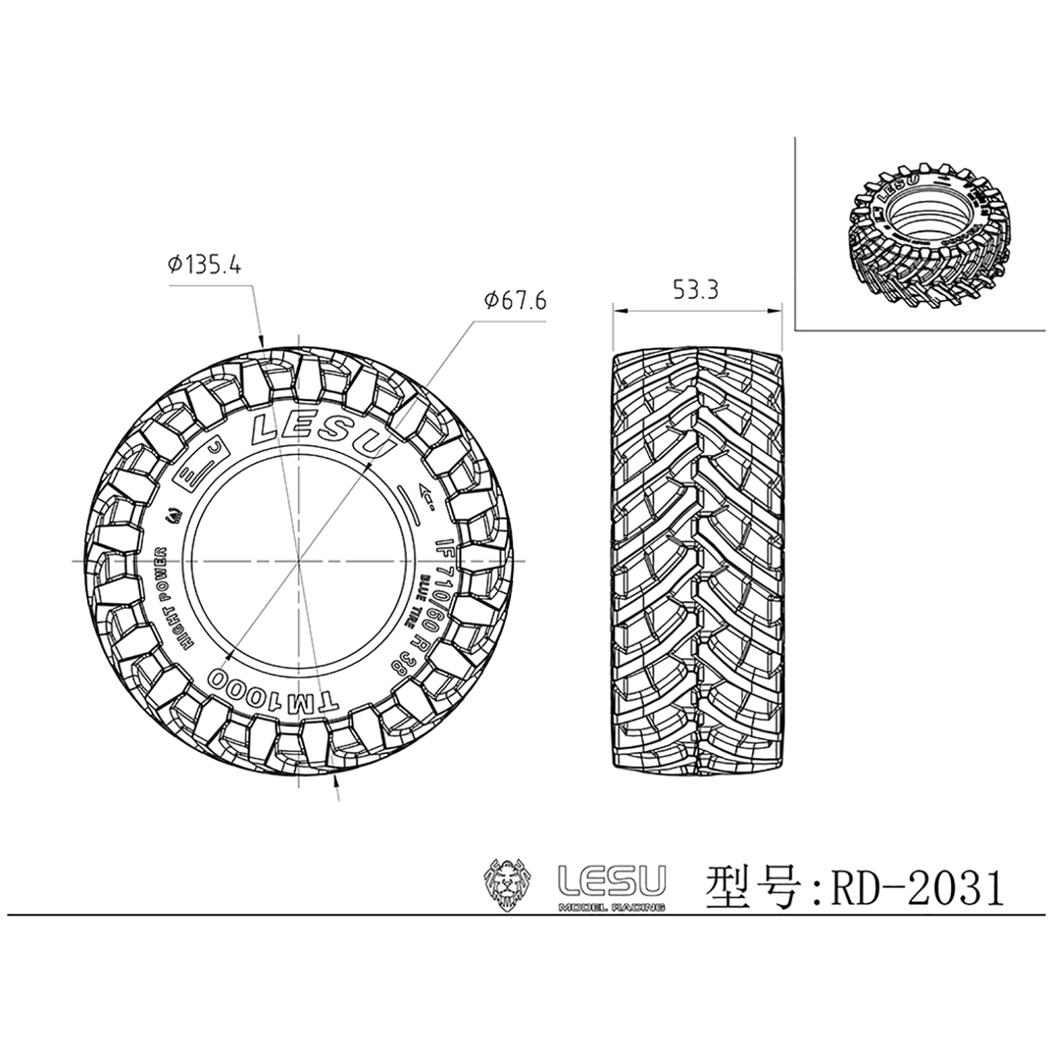 LESU 1/14 135.4MM Front Wheel  - Agriculture Farming Hub 评论和价格